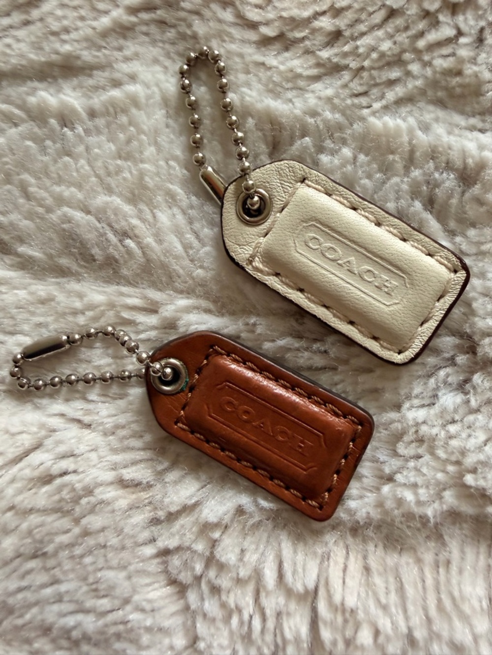 Coach Leather Key & Card Holder Tags in White and Brown